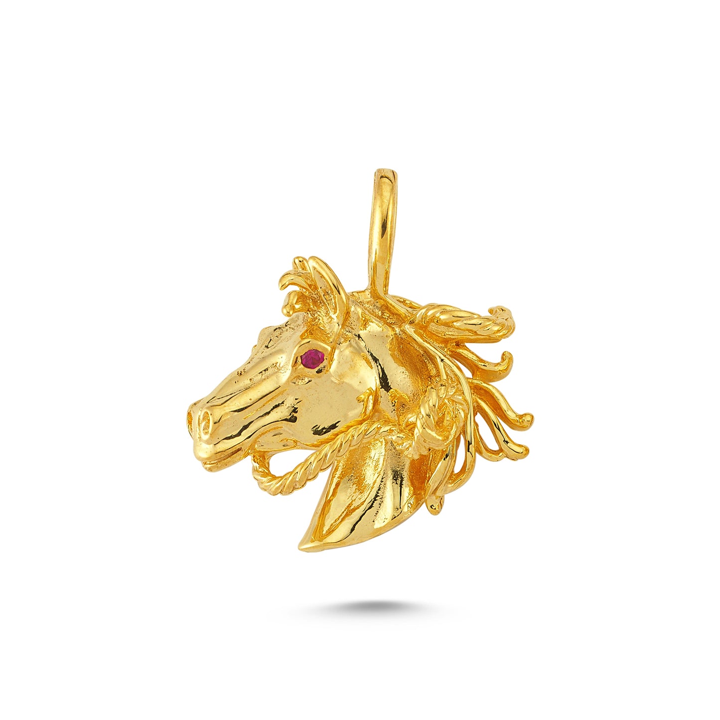 14K Gold Horse Head Animal Charm Necklace