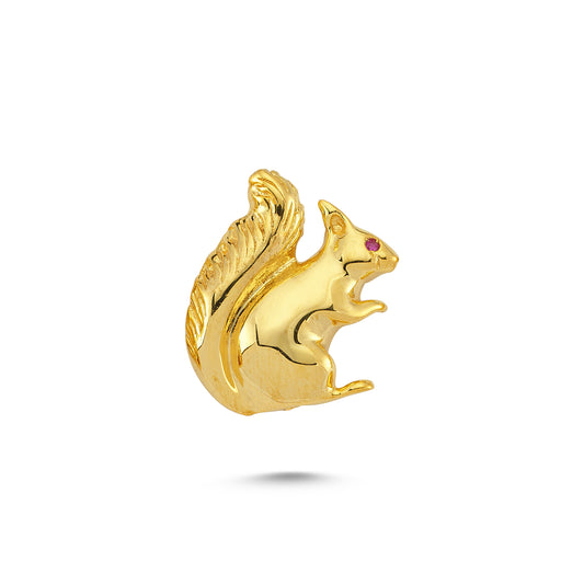 14K Gold Squirrel Animal Charm Necklace