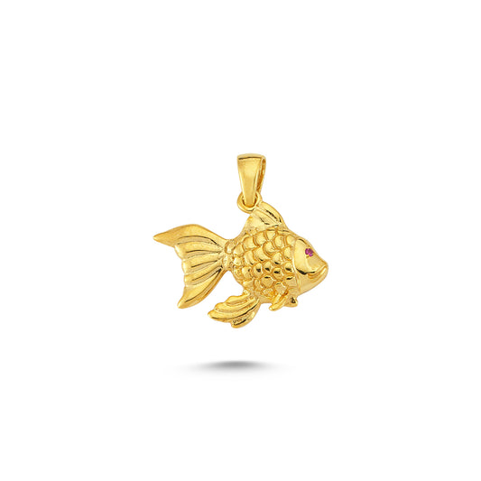 14K Gold Fish Animal Charm Necklace