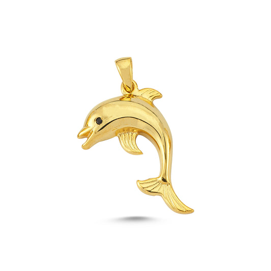 14K Gold Dolphin Animal Charm Necklace