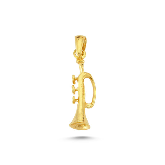 14K Gold Trumpet Charm Necklace