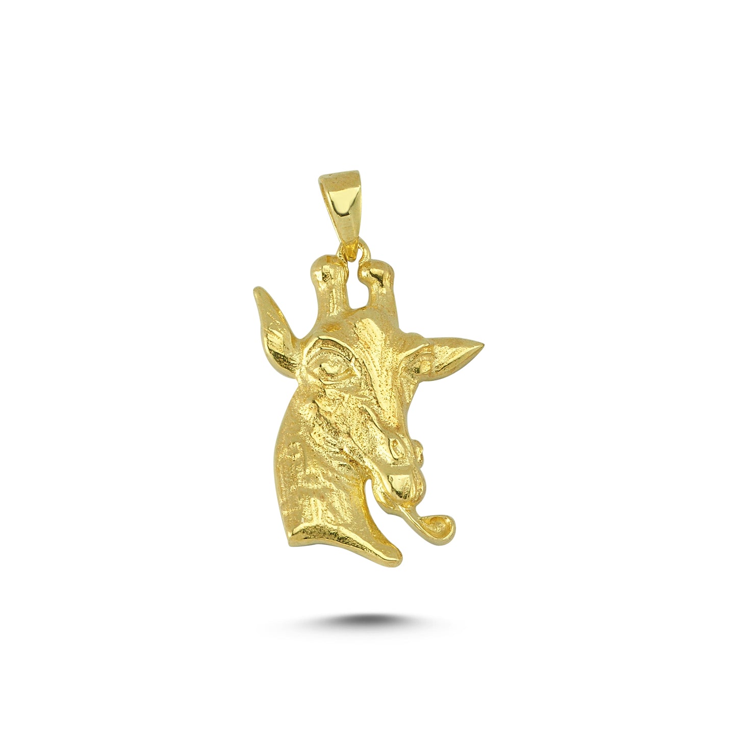 14K Gold Giraffe Head Animal Charm Necklace