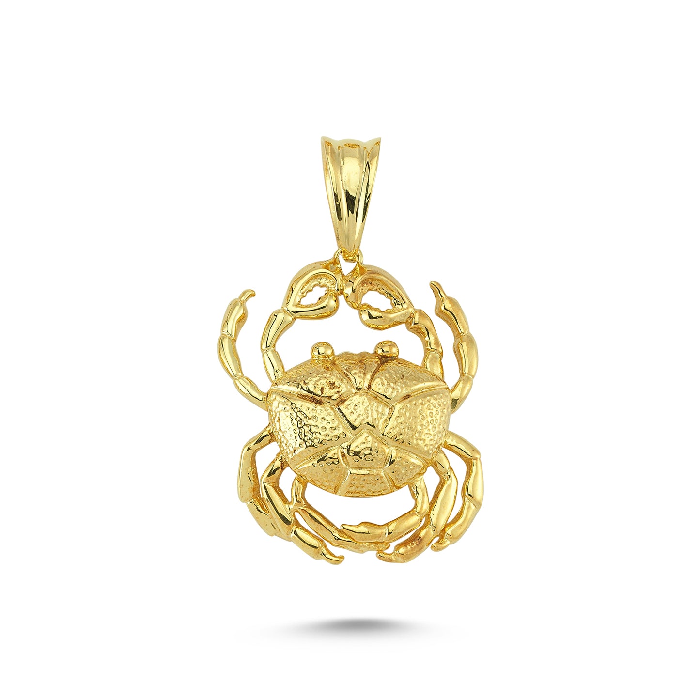 14K Gold Crab Disc Animal Charm Necklace