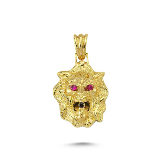 14K Gold Lion Head Animal Charm Necklace