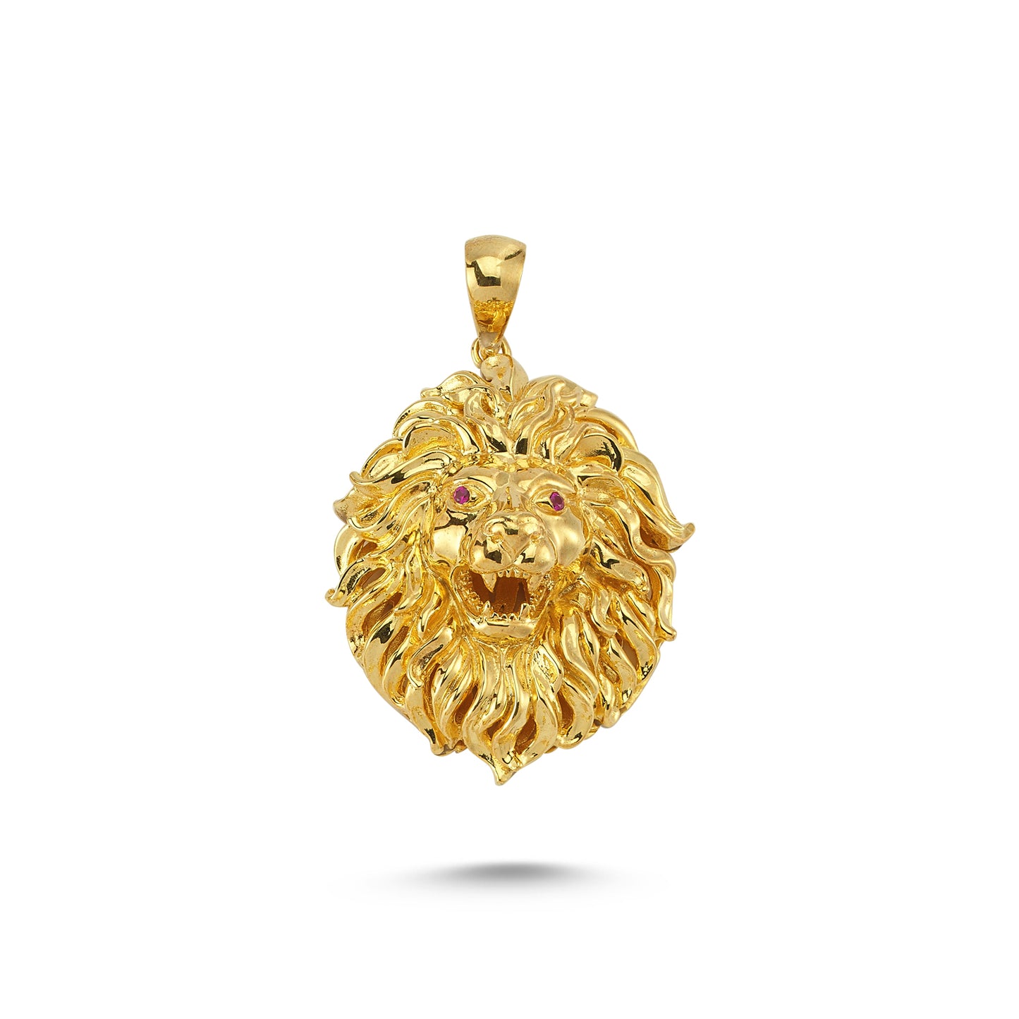 14K Gold Lion Head Animal Charm Necklace