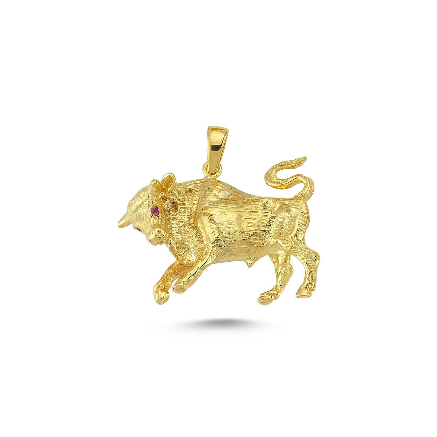 14K Gold Bull Animal Charm Necklace