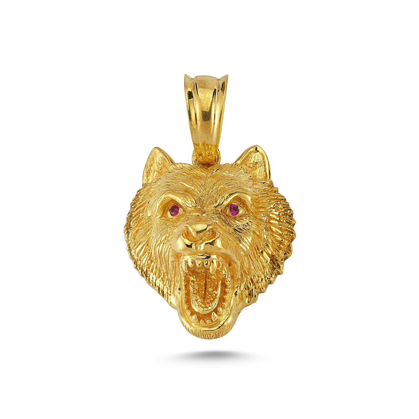 14K Gold Lion Head Animal Charm Necklace