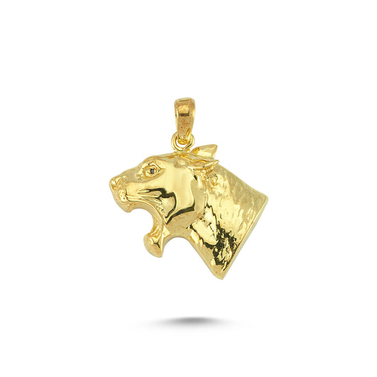 14K Gold Panther Head Animal Charm Necklace