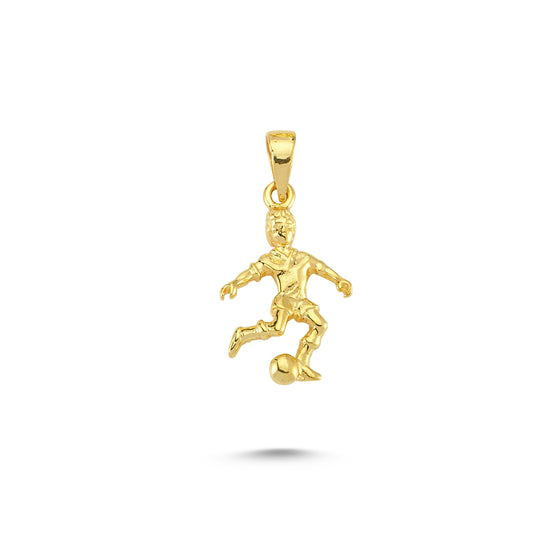 14K Gold Football Player Charm Necklace