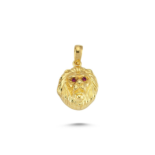 14K Gold Lion Head Animal Charm Necklace