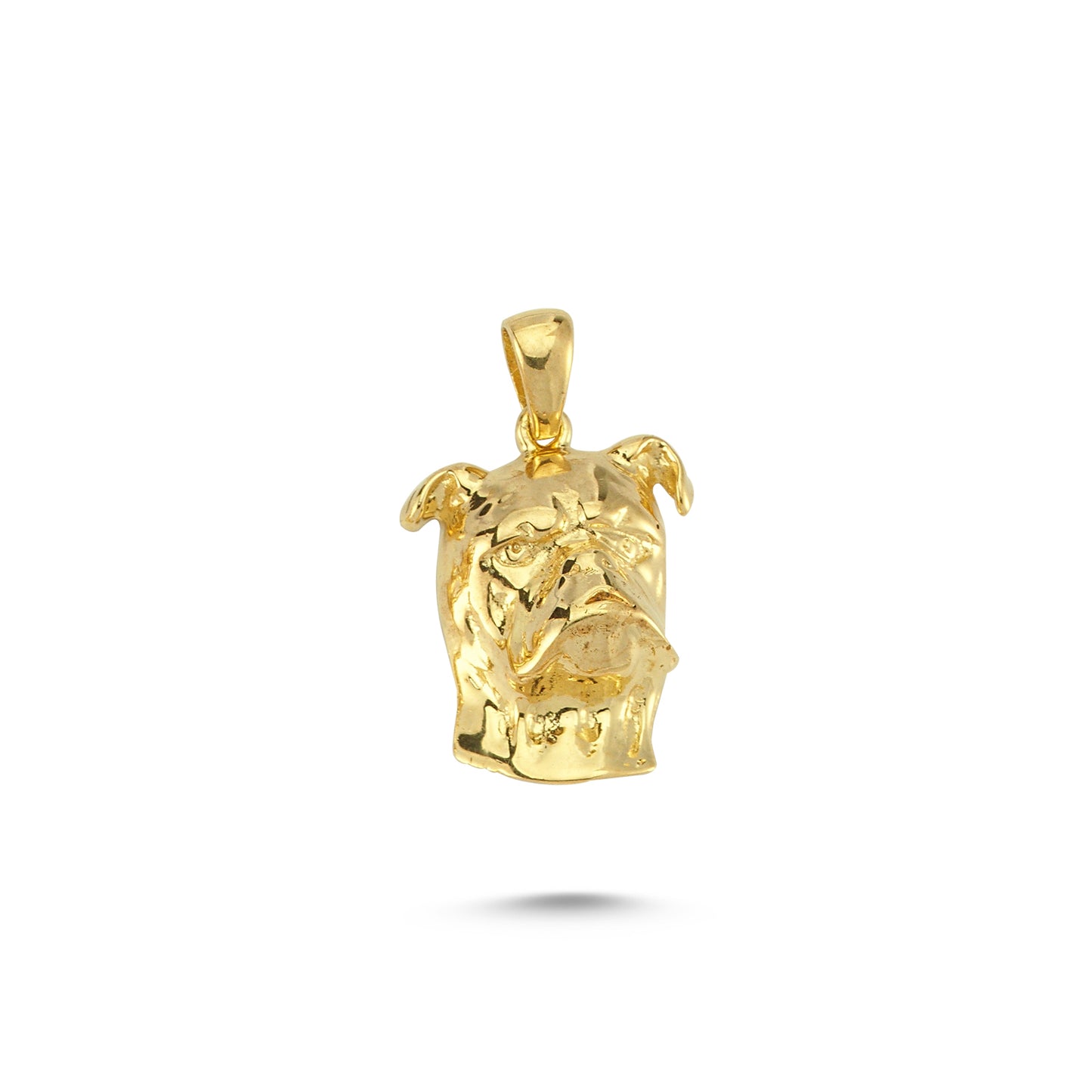 14K Gold Bulldog Head Animal Charm Necklace