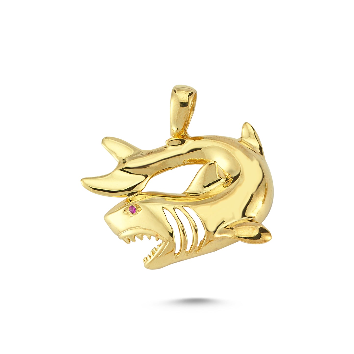 14K Gold Shark Animal Charm Necklace