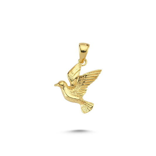 14K Gold Pigeon Animal Charm Necklace