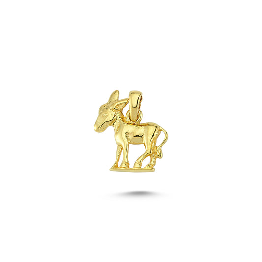 14K Gold Donkey Animal Charm Necklace