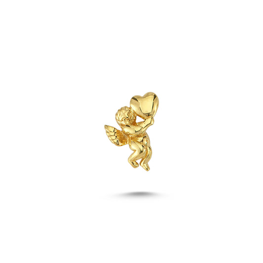 14K Gold Angel Heart Charm Necklace