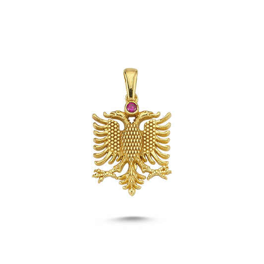 14K Gold Double Eagle Animal Charm Necklace