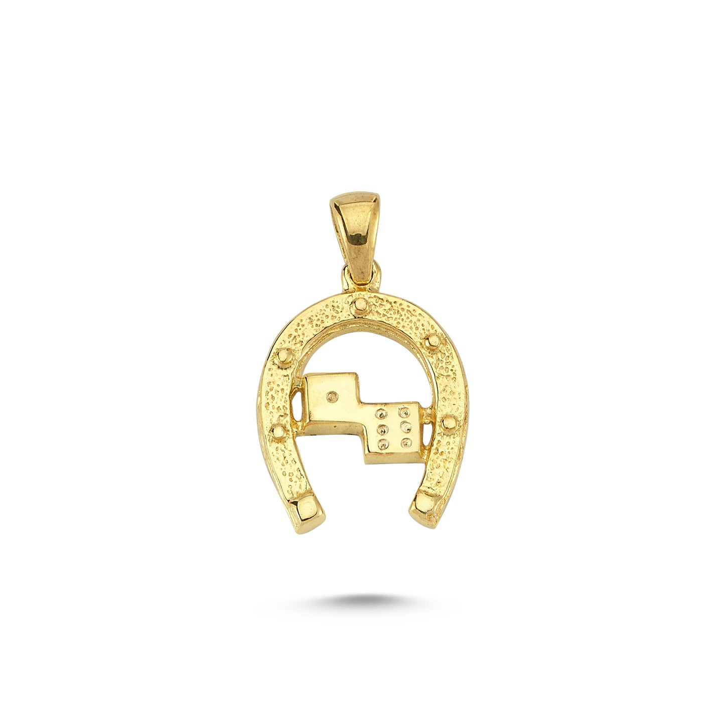 14K Gold Horseshoe Dice Charm Necklace