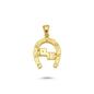 14K Gold Horseshoe Dice Charm Necklace