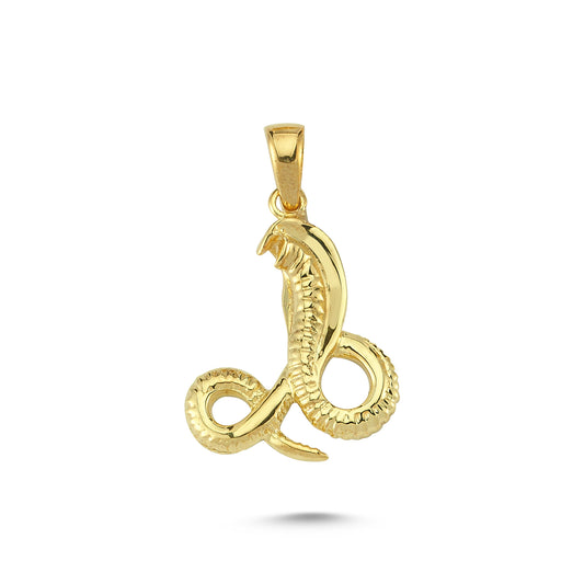 14K Gold Cobra Snake Animal Charm Necklace