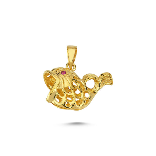 14K Gold Fish Animal Charm Necklace