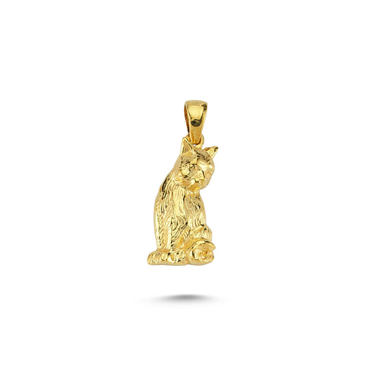 14K Gold Cat Animal Charm Necklace