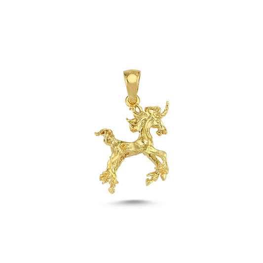 14K Gold Unicorn Animal Charm Necklace