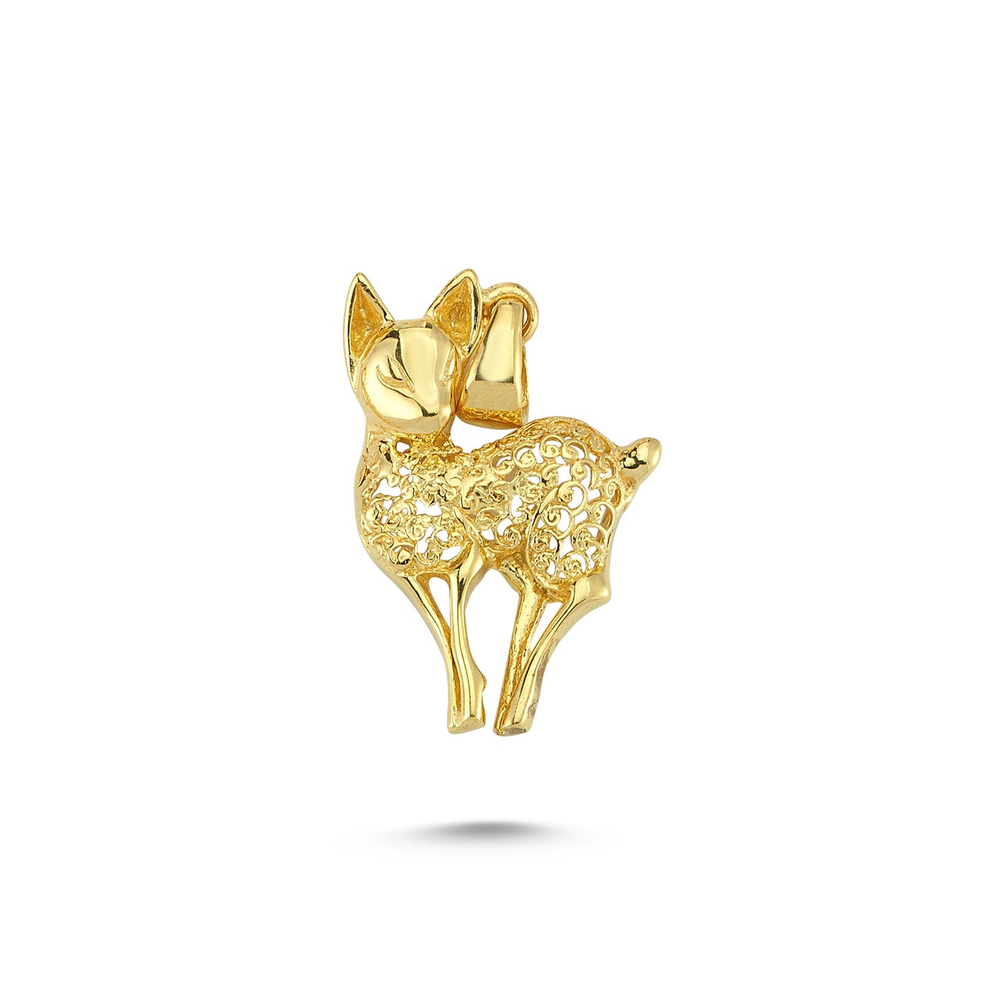 14K Gold Gazelle Animal Charm Necklace