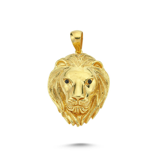 14K Gold Lion Head Animal Charm Necklace