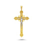 14K Yellow and White Gold Big Cross Charm Necklace