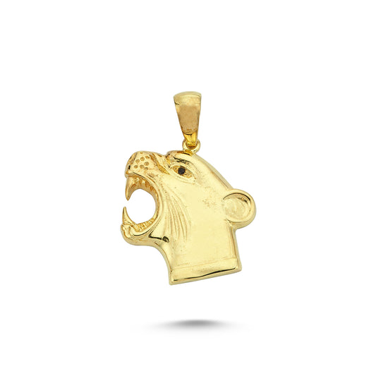 14K Gold Panther Head Animal Charm Necklace