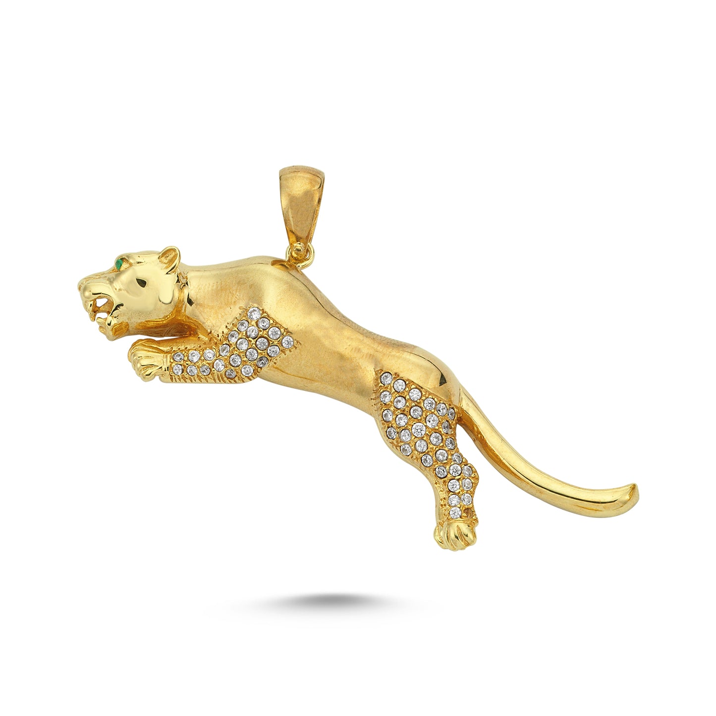 14K Gold Tiger Animal Charm Necklace