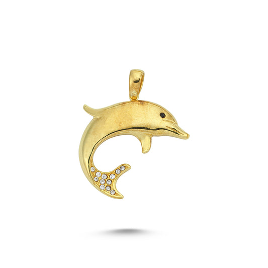 14K Gold Dolphin Animal Charm Necklace