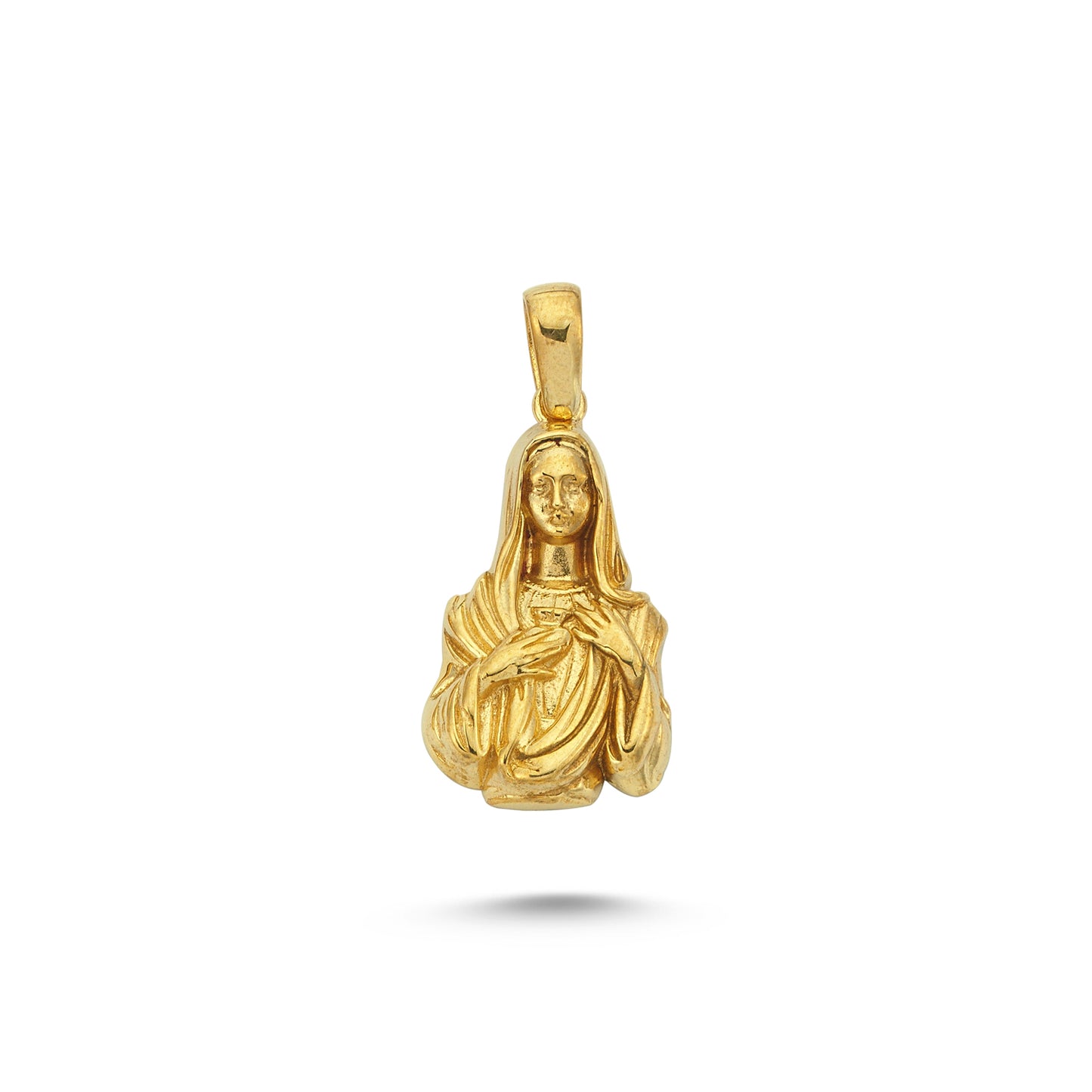 14K Gold Miraculous Virgin Mary Charm Necklace