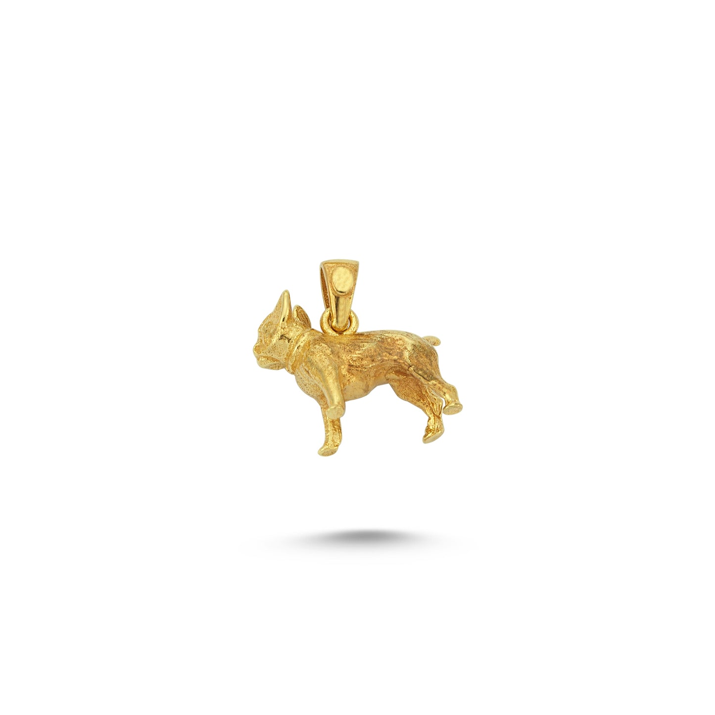 14K Gold Bull Dog Animal Charm Necklace