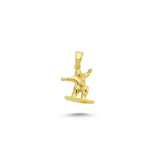 14K Gold Snowboarder Charm Necklace