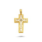 14K Gold Two Tone Filigree Border Crucifix Cross Pendant