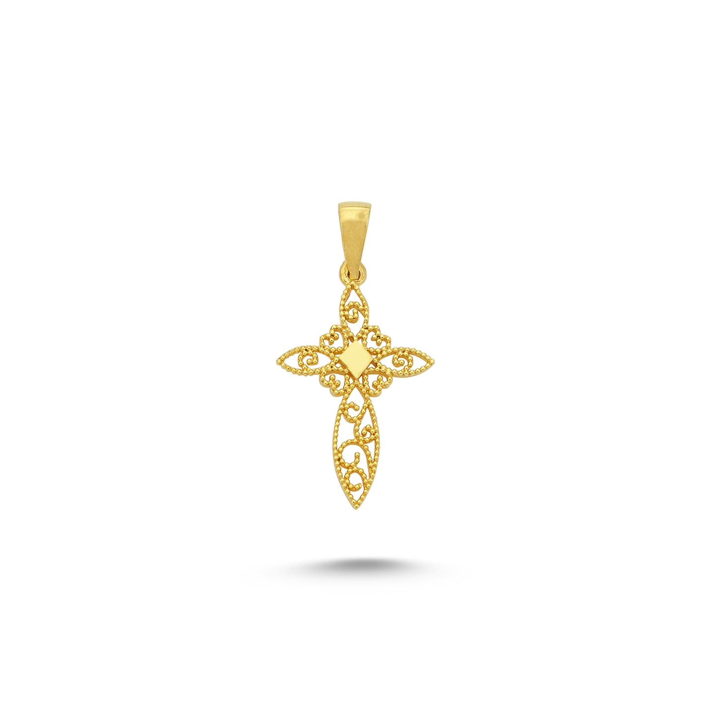 14K Gold Filigree Cross Pendant