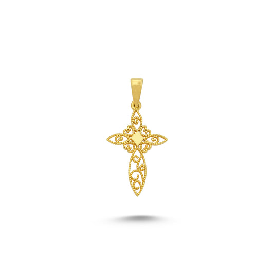 14K Gold Filigree Cross Pendant