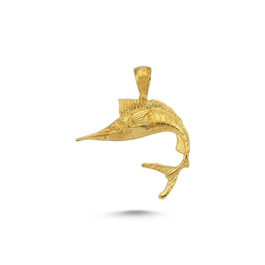 14K Gold Swordfish Animal Charm Necklace