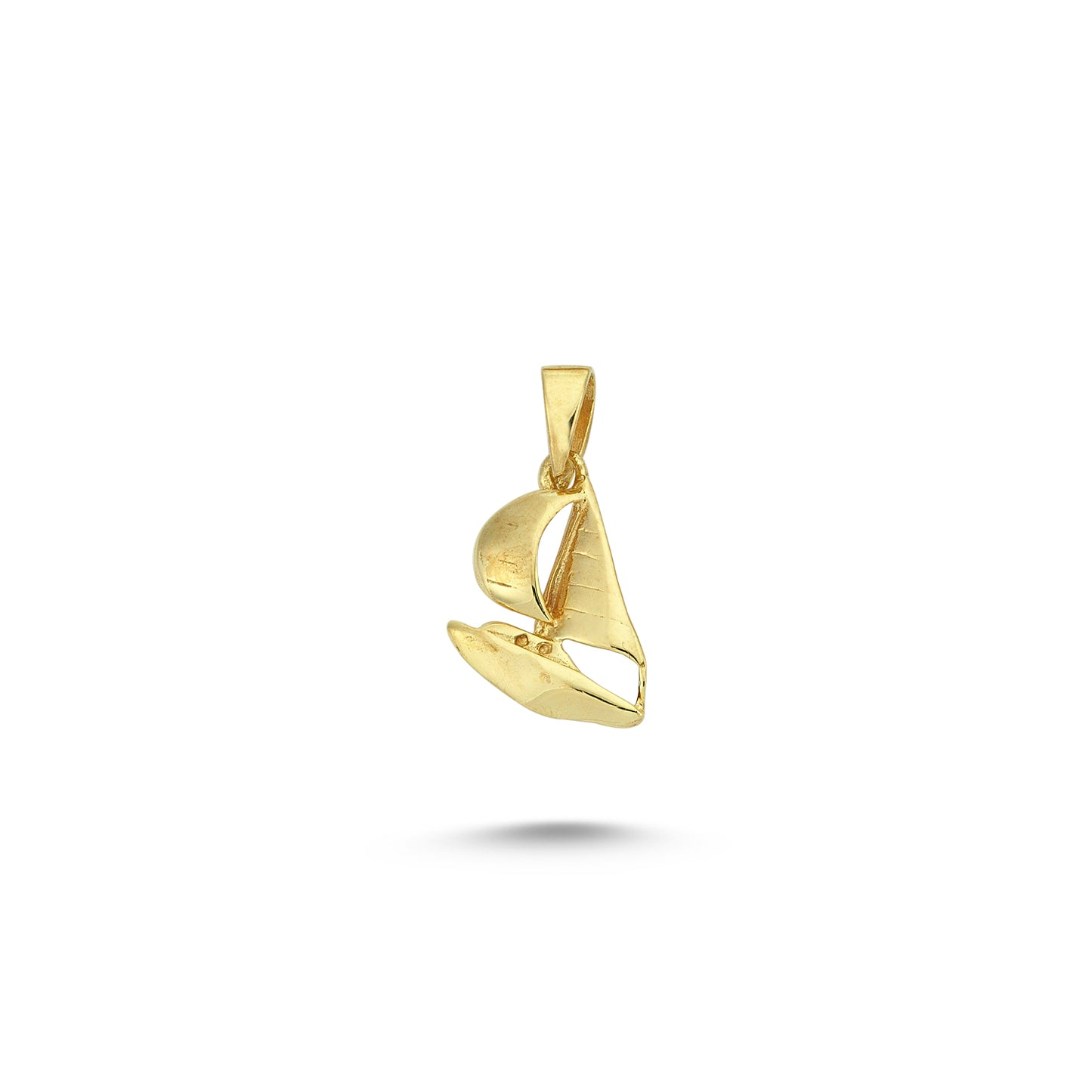 14K Gold Sail Boat Sport Charm Necklace