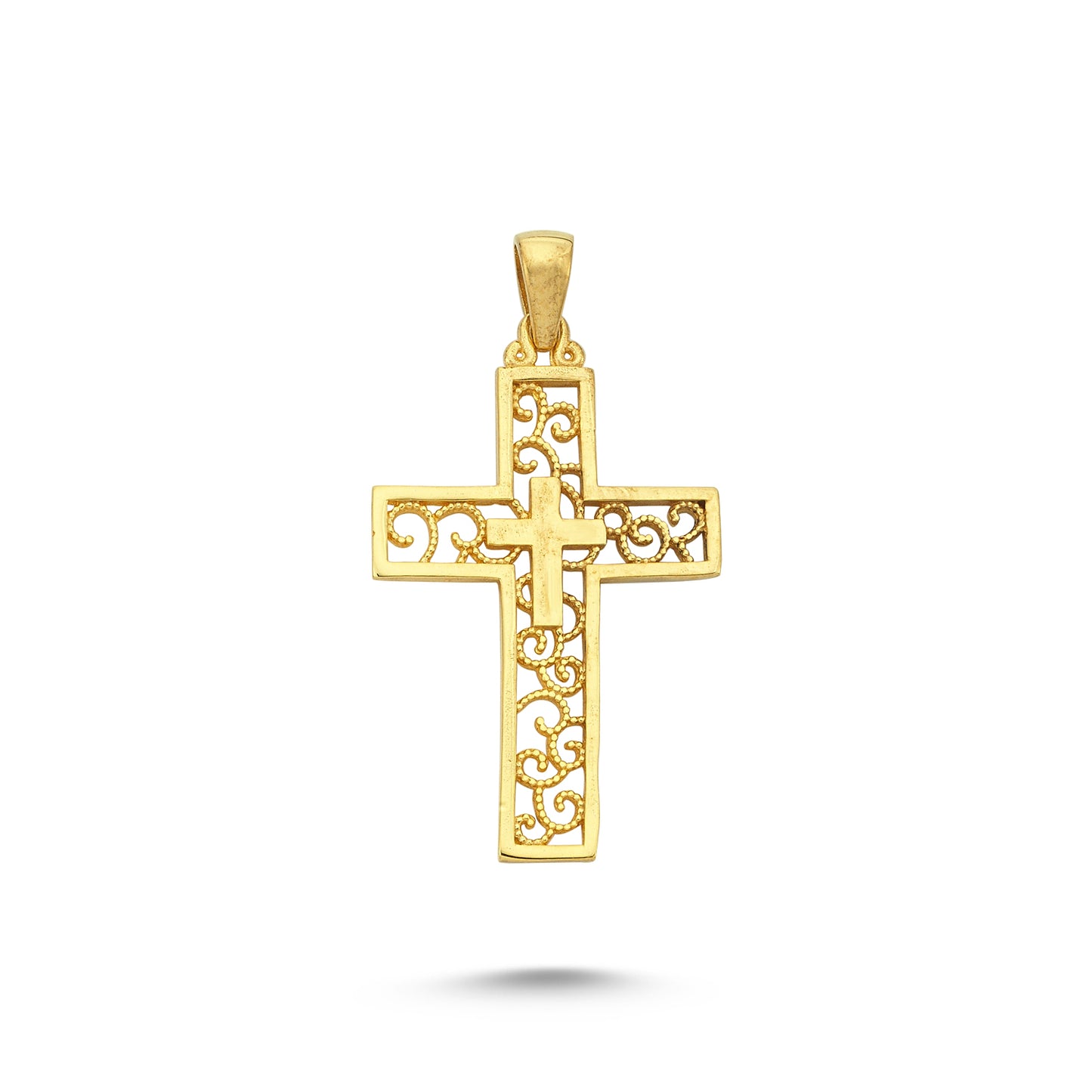 14K Gold Filigree Cross Pendant