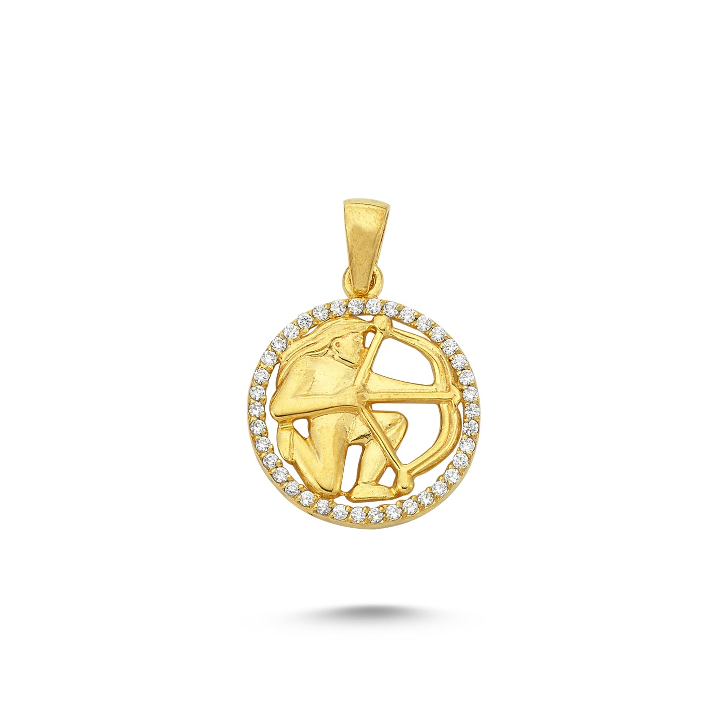 14K Gold Sagittarius Coin Charm Necklace