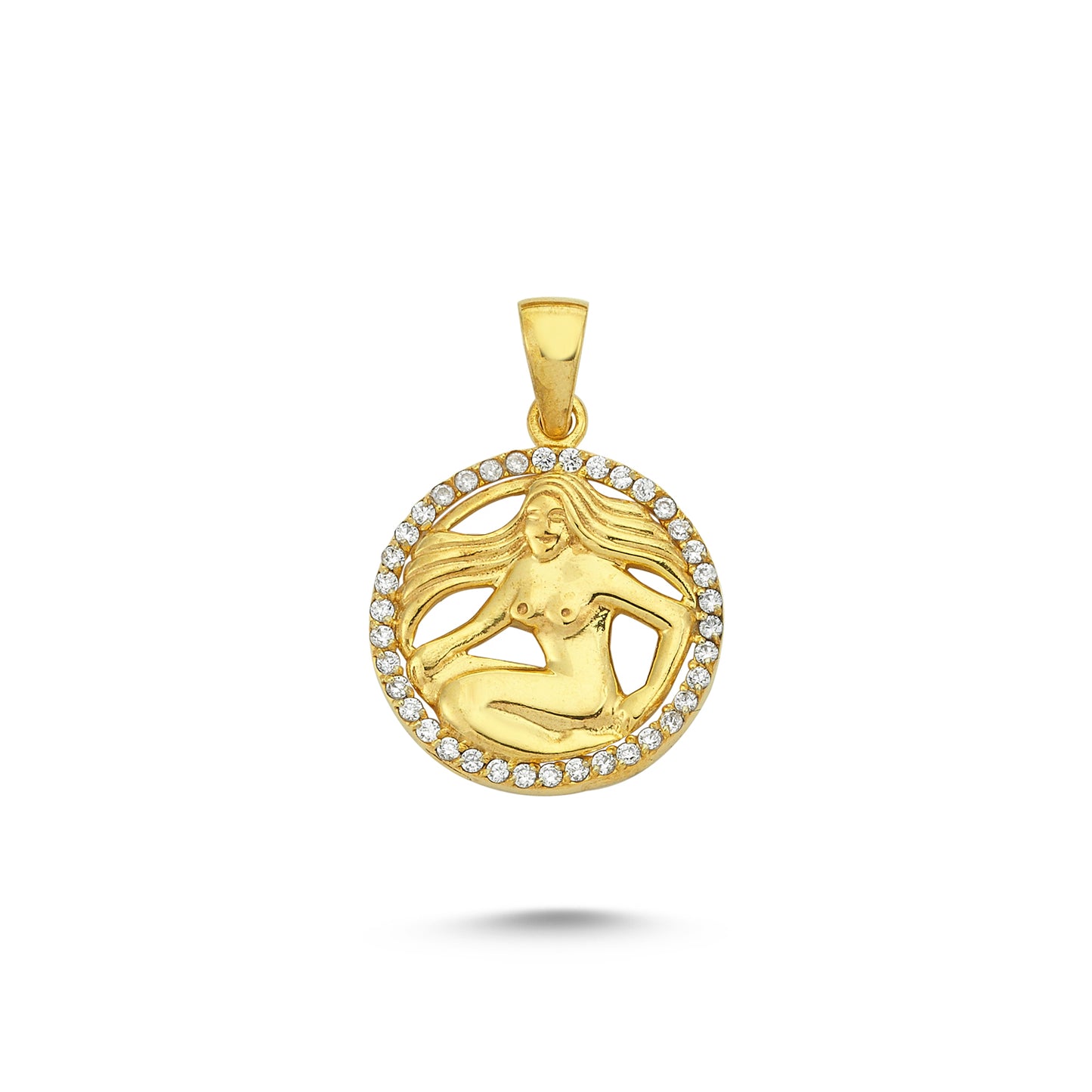 14K Gold Virgo Coin Charm Necklace