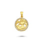 14K Gold Virgo Coin Charm Necklace