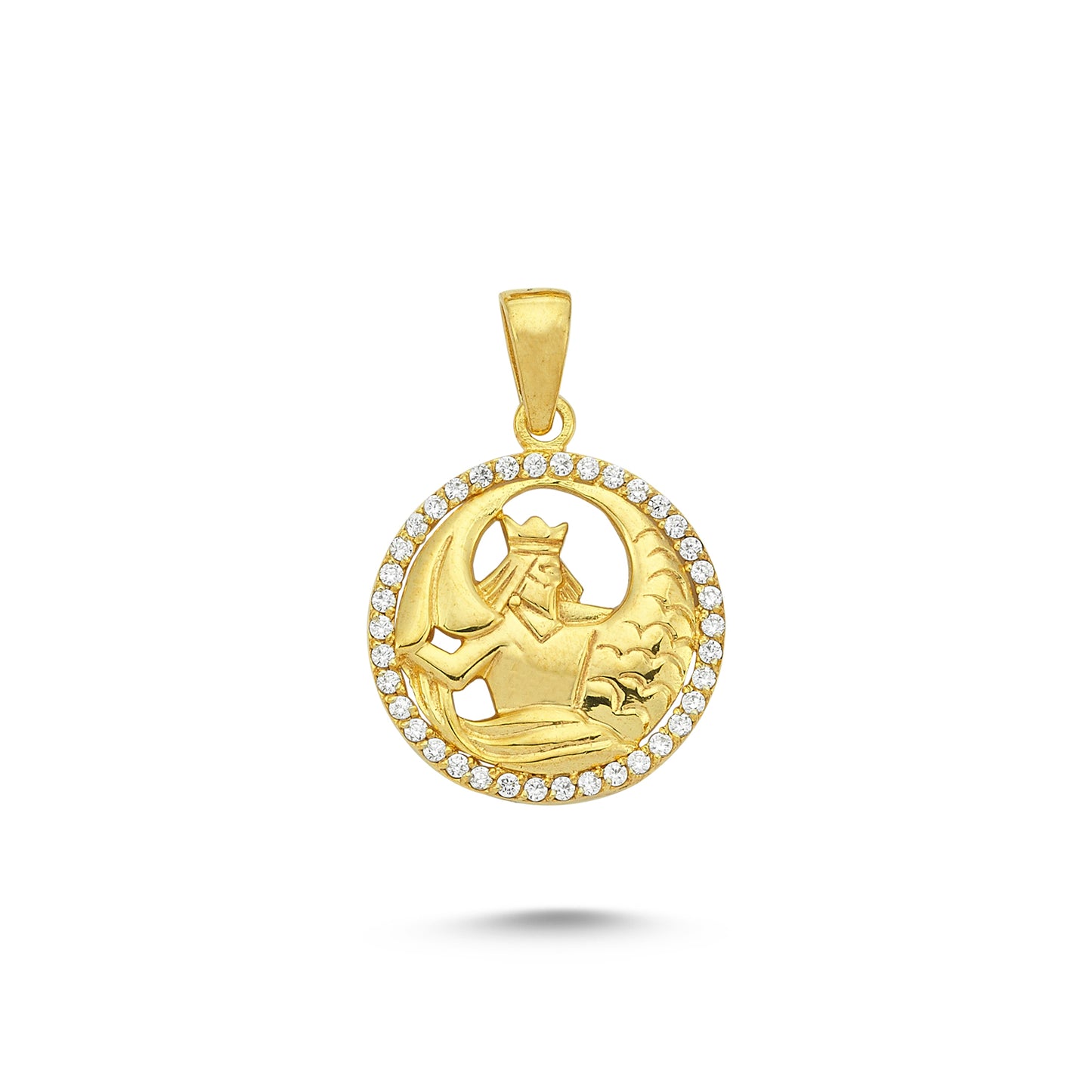 14K Gold Aquarius Coin Charm Necklace