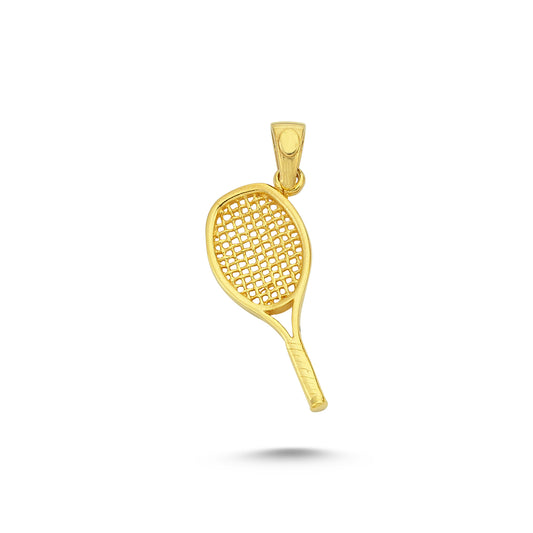 14K Gold Table Tennis Racket Charm Necklace