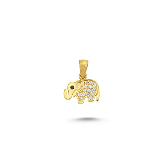 14K Gold Elephant Animal Charm Necklace