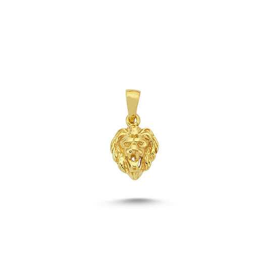 14K Gold Lion Head Animal Charm Necklace