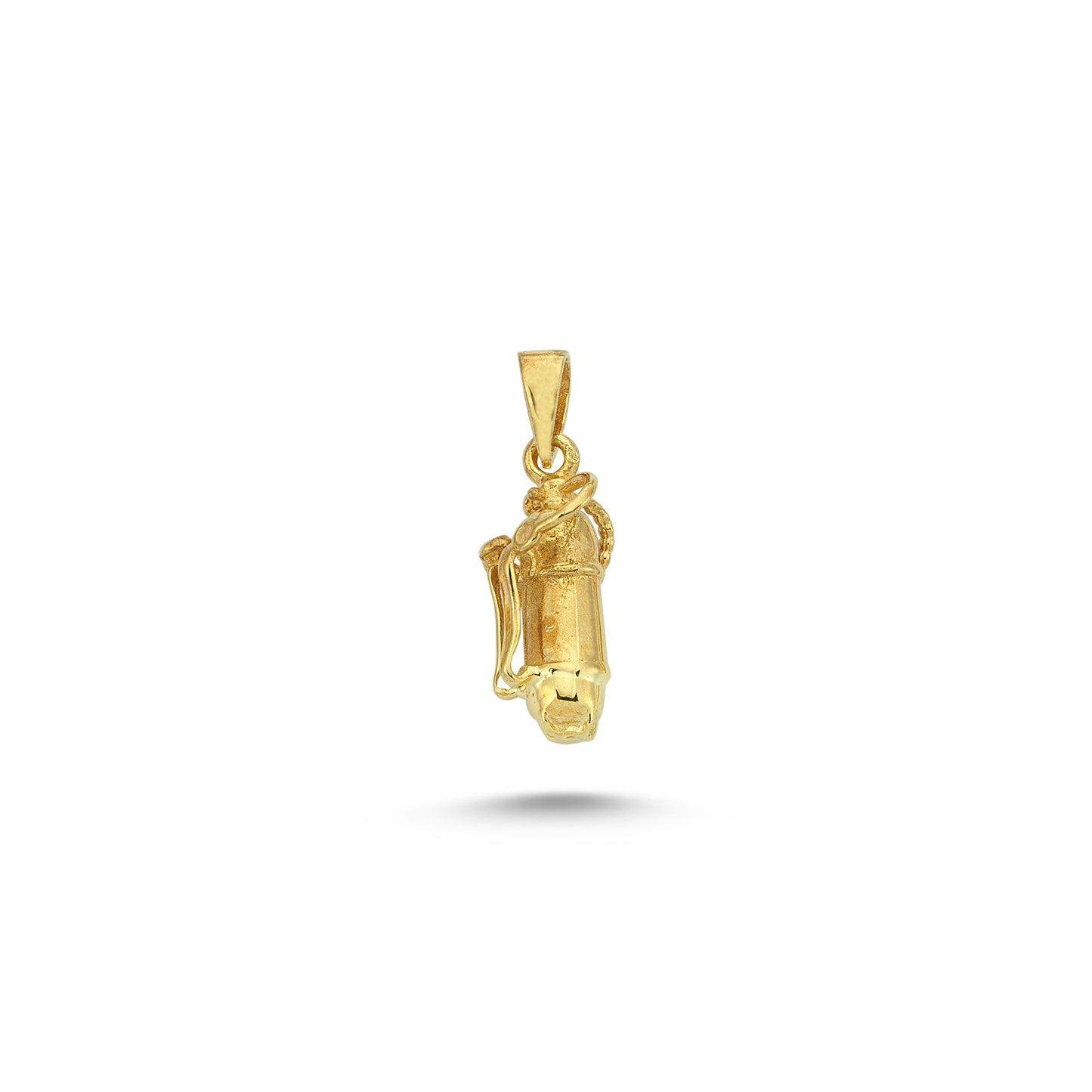 14K Gold Tube Box Charm Necklace