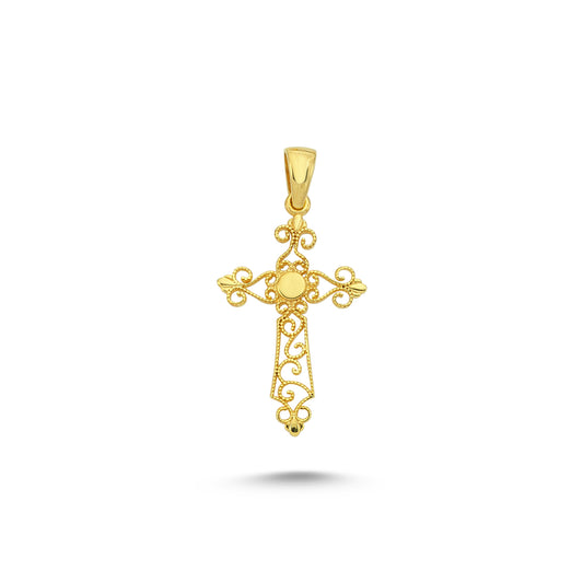 14K Gold Filigree Cross Pendant